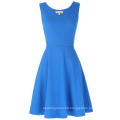 Kate Kasin Women's Stylish & Slim Fit Casual Sleeveless U-Neck Tank Blue Dress KK000487-4